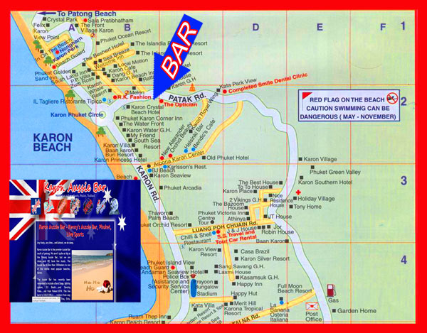 Karon Map for Karon Aussie Bar Karon Aussie Bar location